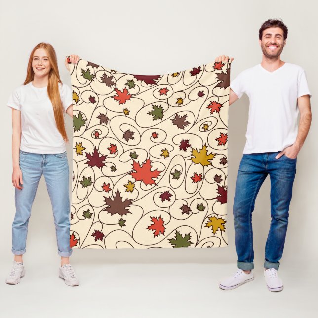 Couverture Polaire Motif de la feuille d'érable à boudin (En situation)