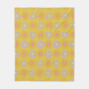 Couverture Polaire Motif de la fleur de morue des années 60 rétro en