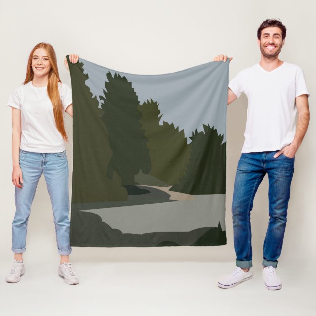 Couverture Polaire Motif de la forêt d'arbres (En situation)