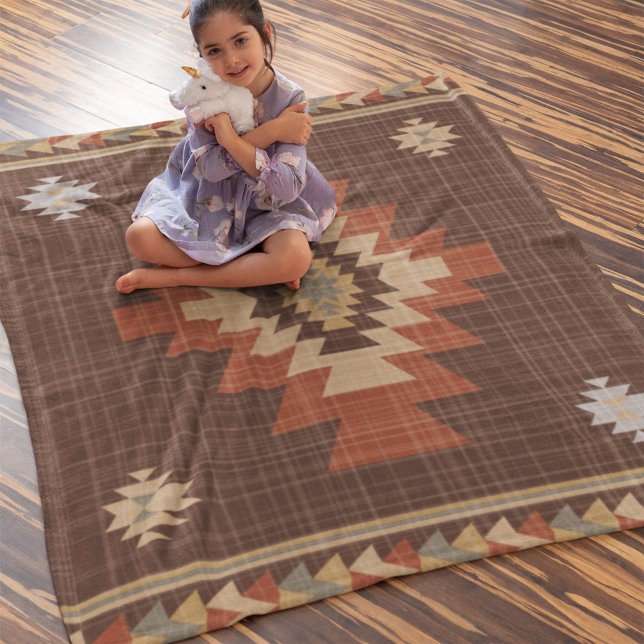 Couverture Polaire Motif de la géométrie indienne Brown (Créateur téléchargé)