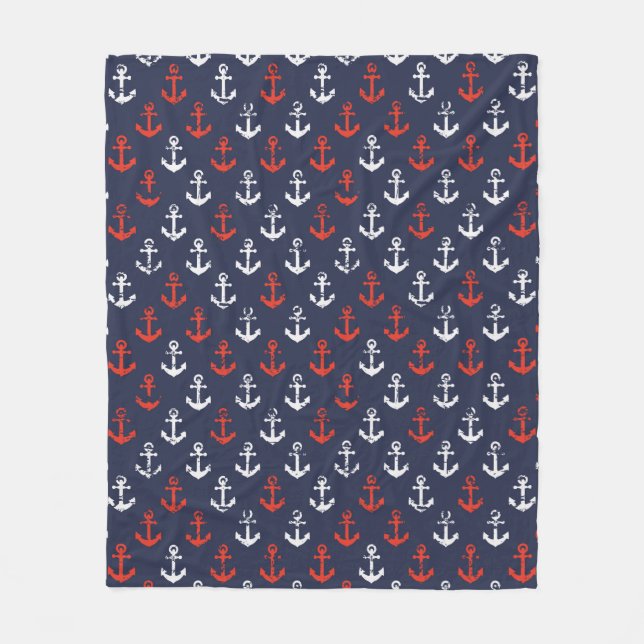 Couverture Polaire Motif De La Marine Rouge Blanche Et Bleue (Devant)