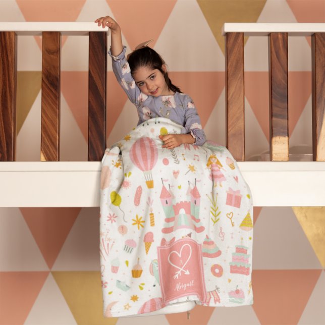 Couverture Polaire Motif de la soirée Unicorn rose Monogrammed Girls (Créateur téléchargé)