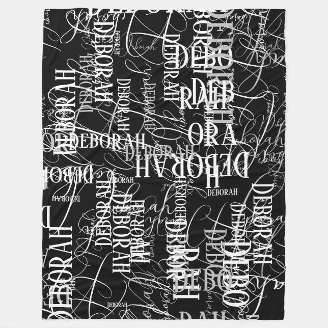 Couverture Polaire Motif de la typographie noir blanc (Devant)
