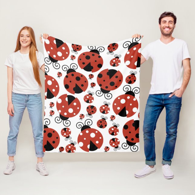 Couverture Polaire Motif De Ladybugs, Mignons Ladybugs, Red Ladybugs (En situation)