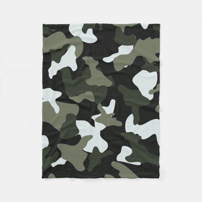 Couverture Polaire motif de l'armée de camouflage blanc vert (Devant)