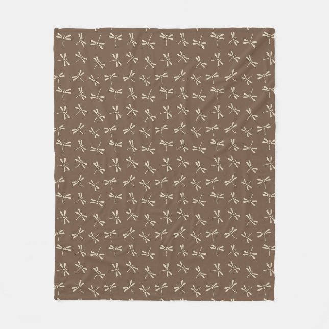 Couverture Polaire Motif de libellules japonaises, crème et Taupe Tan (Devant)