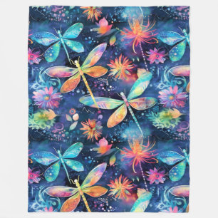 Couverture Polaire Motif de libellules vibrantes