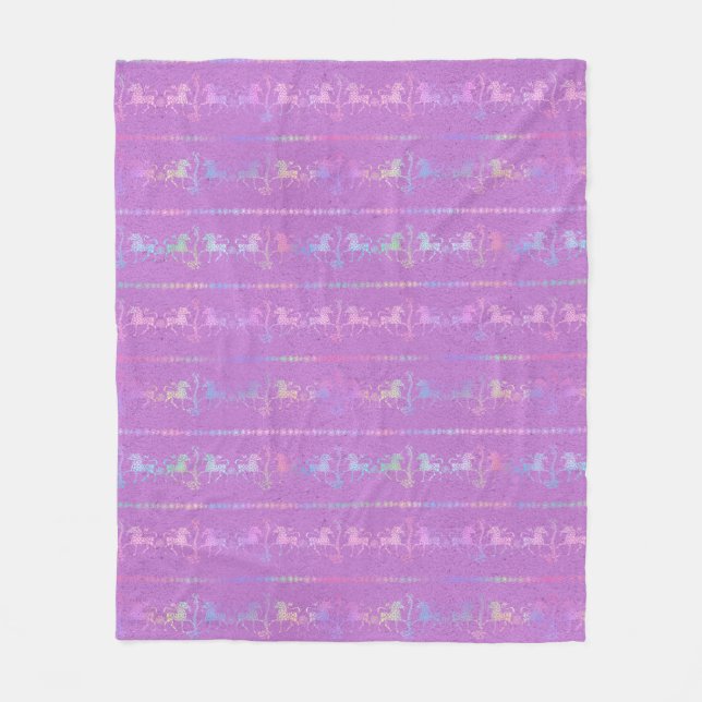 Couverture Polaire Motif de licorne bohème iridescent (Devant)