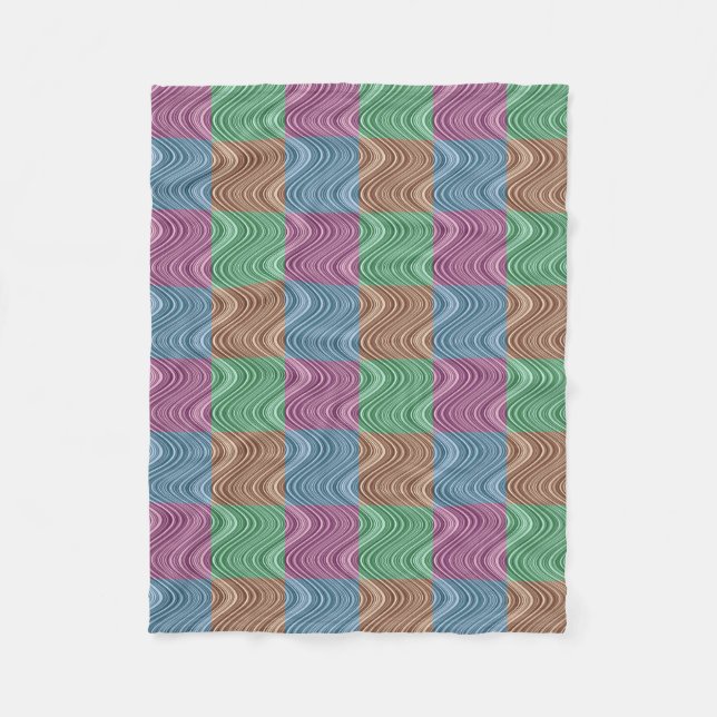 Couverture Polaire Motif de ligne vague - Bleu/Brown/Vert/Pourpre (Devant)