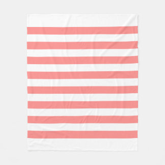 Couverture Polaire Motif de lignes pastel blanc et rose