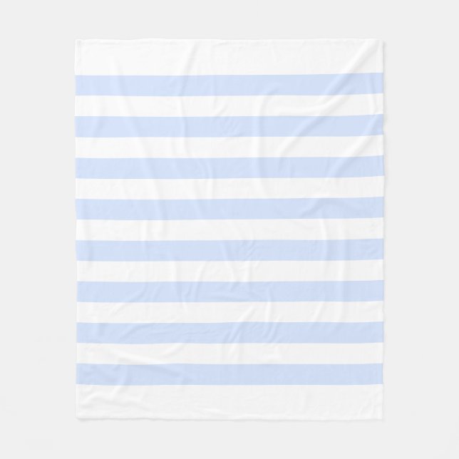 Couverture Polaire Motif de lignes pastel bleu bébé et blanc (Devant)