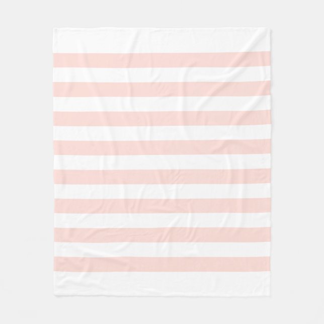 Couverture Polaire Motif de lignes rose pastel et blanc doux (Devant)