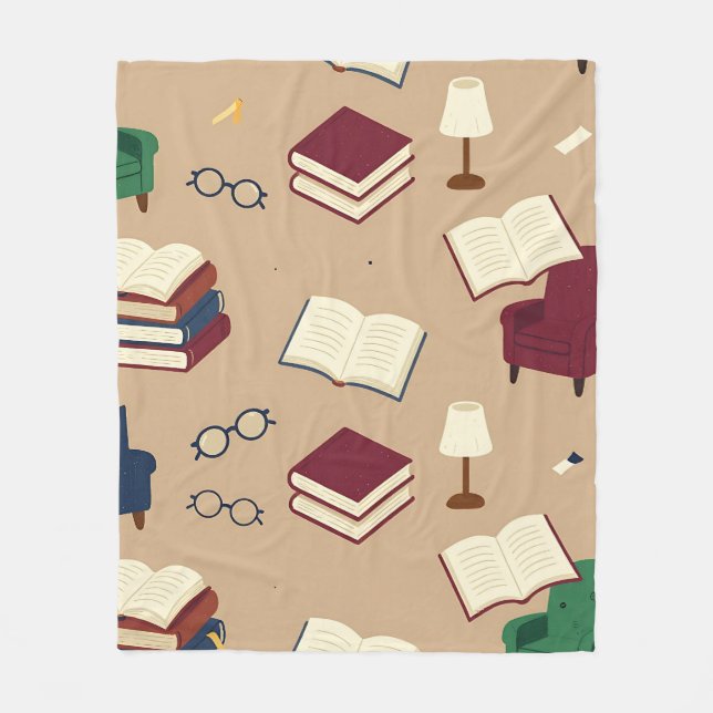 Couverture Polaire Motif de livres de coin de lecture cosy (Devant)