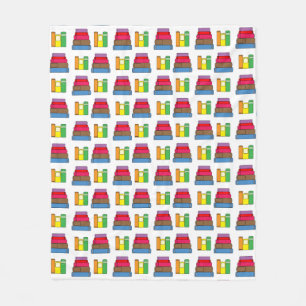 Couverture Polaire Motif de livres multicolores