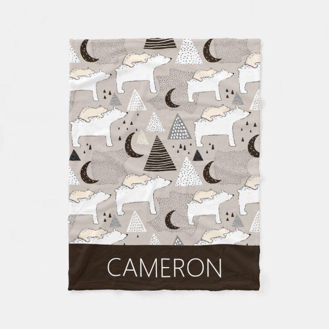 Couverture Polaire Motif de l'ours de bois du mignon Doodland (Devant)