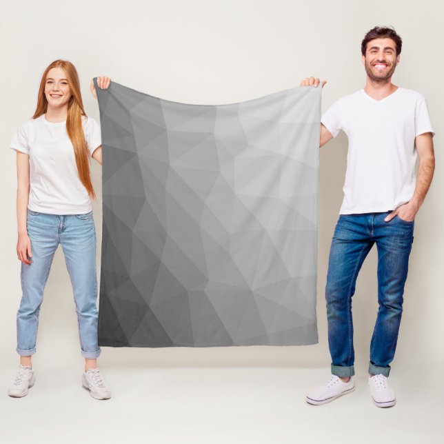 Couverture Polaire Motif de maille géométrique à dégradé gris (En situation)