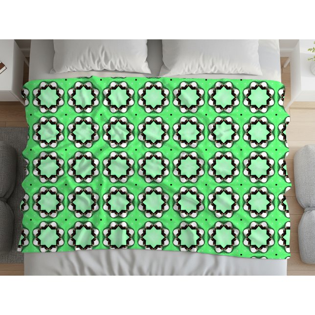Couverture Polaire Motif de mandala géométrique vert (Créateur téléchargé)