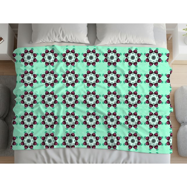 Couverture Polaire Motif de mandala géométrique vert menthe  (Créateur téléchargé)