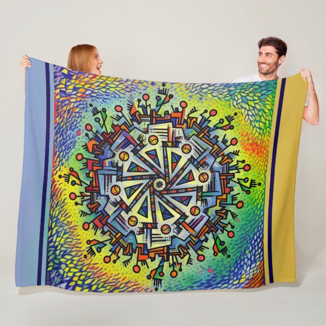 Couverture Polaire motif de Mandela  (En situation)
