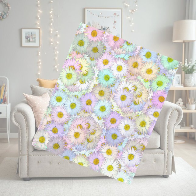 Couverture Polaire Motif de marguerite colorée - pastel (Créateur téléchargé)