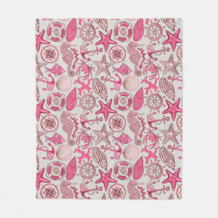 Couverture Polaire Motif de mer rose