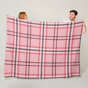 Couverture Polaire Motif de mode à carreaux rose et gris chic