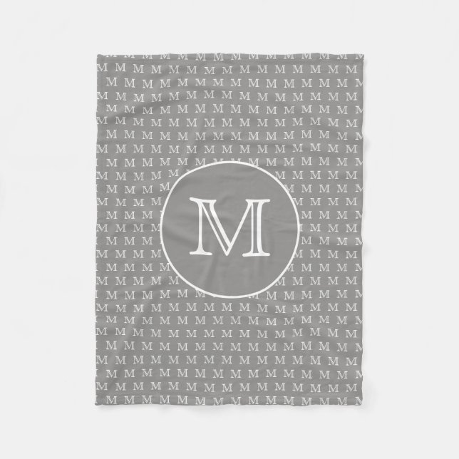 Couverture Polaire Motif de monogramme personnel gris (Devant)