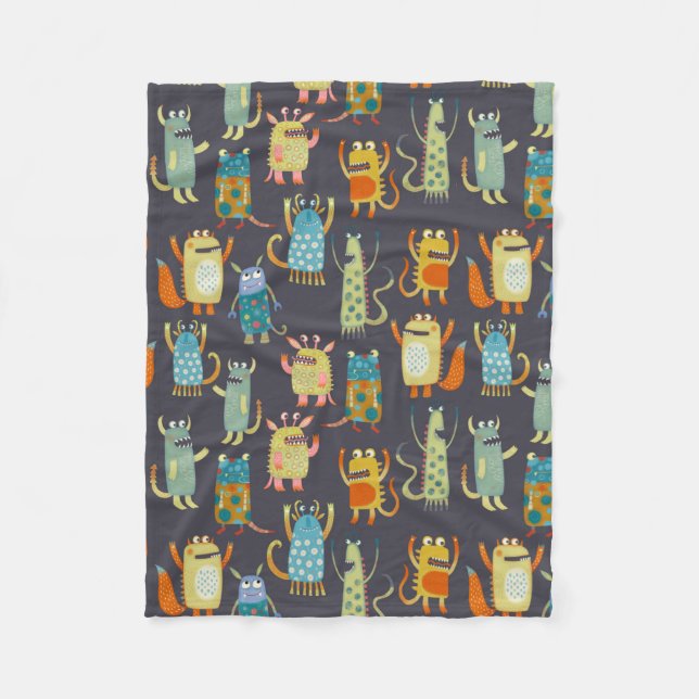 Couverture Polaire Motif de monstres amusants (Devant)