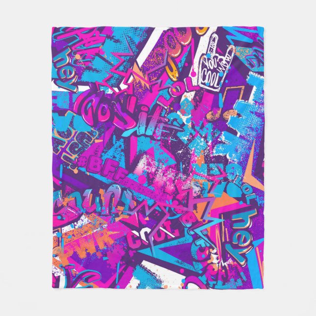 Couverture Polaire Motif de mots de graffiti sans couture abstrait. R (Devant)
