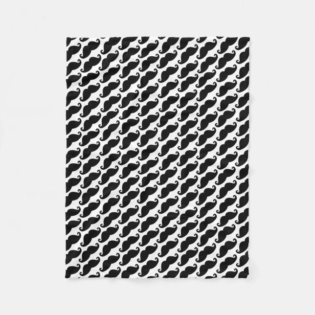 Couverture Polaire Motif de moustache blanc et noir (Devant)