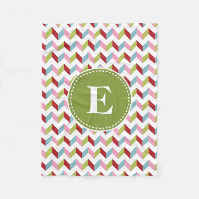 Couverture Polaire Motif de Noël Chevron customisé (Devant)