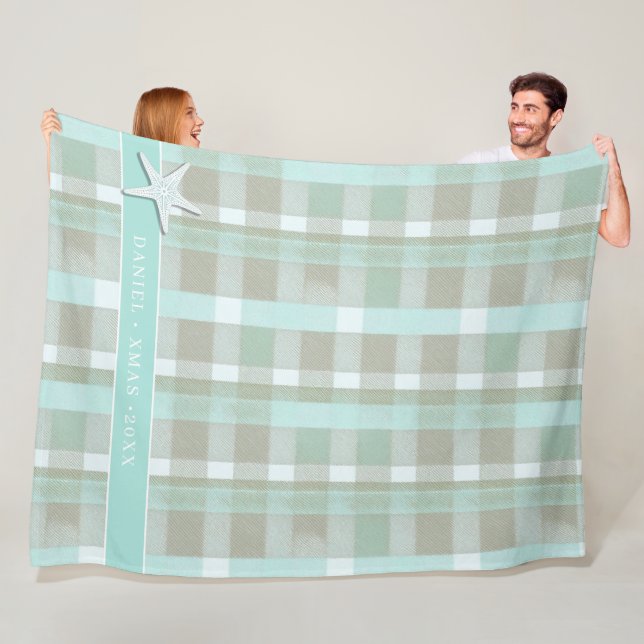 Couverture Polaire Motif de Noël côtier #2 ID1009 (En situation)