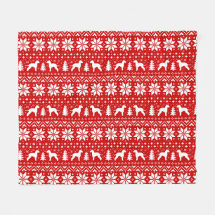 Couverture Polaire Motif de Noël de silhouettes de Bedlington Terrier