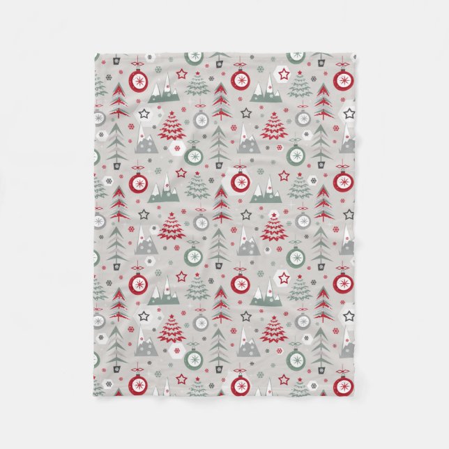 Couverture Polaire Motif de Noël d'hiver. (Devant)