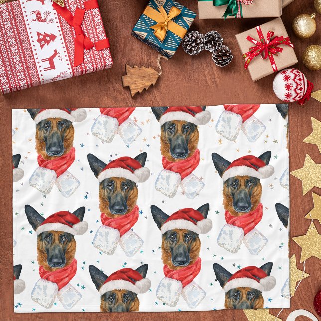 Couverture Polaire Motif de Noël du chien berger mignon allemand (Créateur téléchargé)