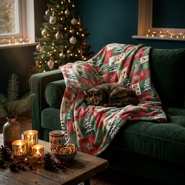 Couverture Polaire Motif de Noël en patchwork de campagne (Créateur téléchargé)