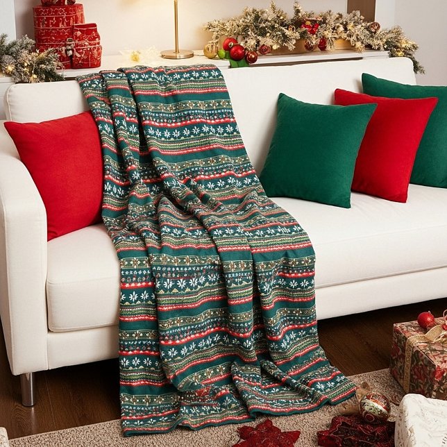 Couverture Polaire motif de Noël nordique (Créateur téléchargé)