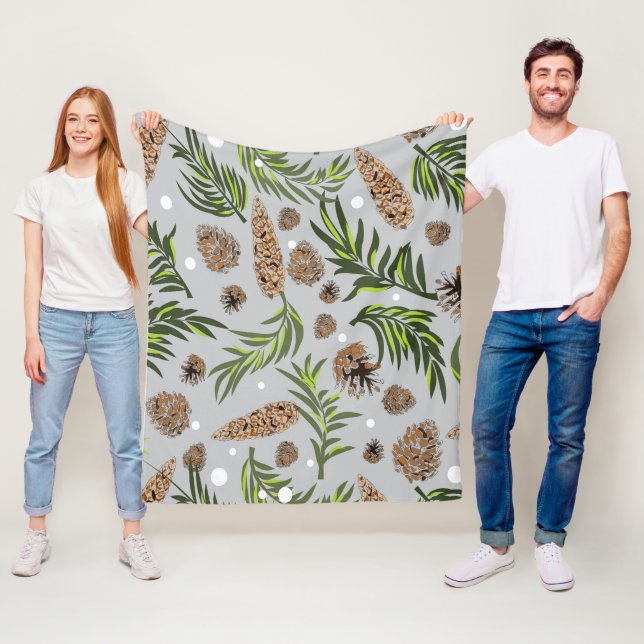 Couverture Polaire Motif de Noël, Pine Snow 10 (En situation)