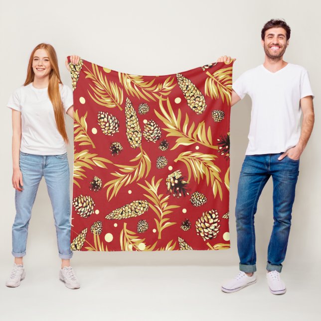 Couverture Polaire Motif de Noël, Pine Snow 3 (En situation)