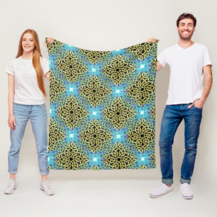 Couverture Polaire Motif de nœud celtique sarcelle et or