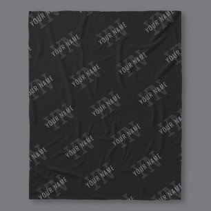 Couverture Polaire Motif de nom de très gris foncé et de monogramme n