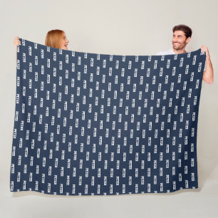 Couverture Polaire Motif de nom personnalisé simple bleu foncé