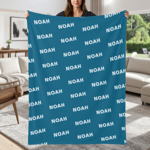 Couverture Polaire Motif de nom répété personnalisé bleu moderne