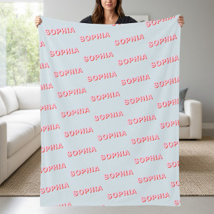 Couverture Polaire Motif de nom répétitif personnalisé moderne