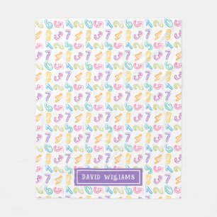 Couverture Polaire Motif de nombres colorés mignons Nom pour enfants