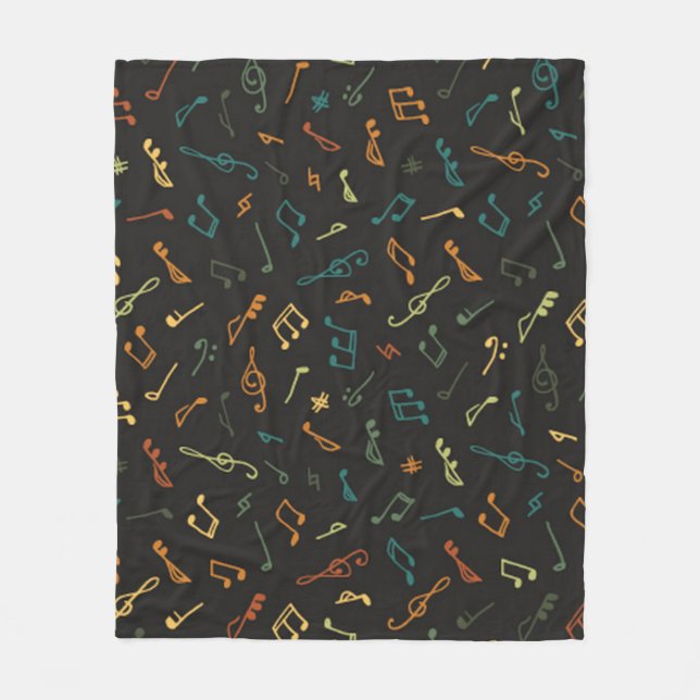 Couverture Polaire Motif de notes musicales (Devant)