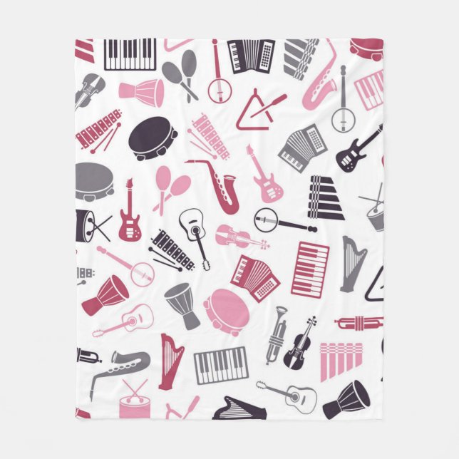 Couverture Polaire Motif de notes musicales (Devant)