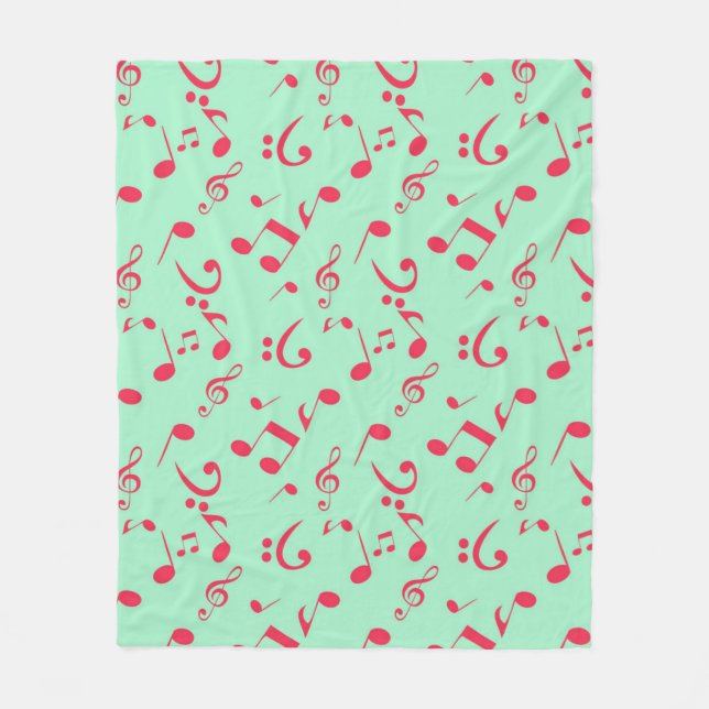 Couverture Polaire Motif de notes musicales (Devant)