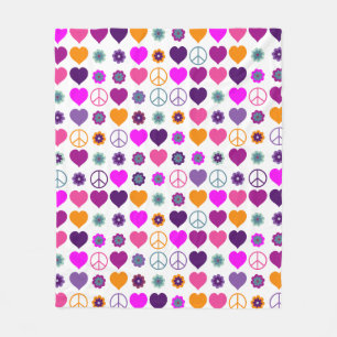 Couverture Polaire Motif de paix du coeur de l'énergie fleurie + vot