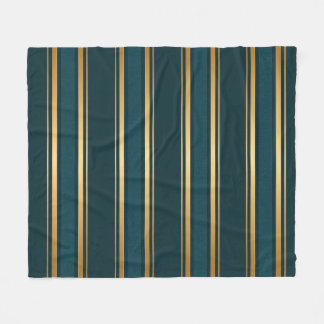 Couverture Polaire Motif de papier cadeau rayé bleu vert or de luxe